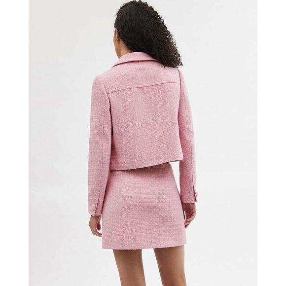 Coach Heritage C Tweed Jacket Cropped Pink sz Small - Picture 3 of 15